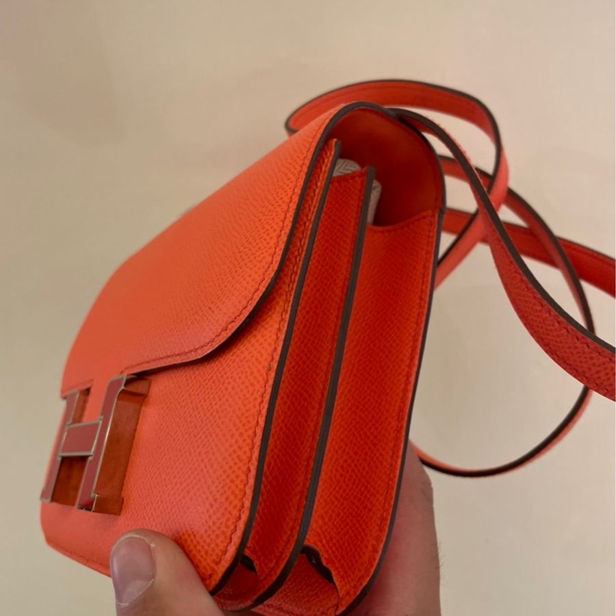 HERMES 橘紅琺瑯釦康康19 超級美-18