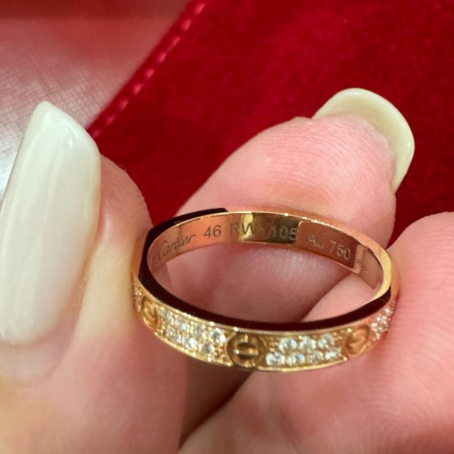 Cartier 經典款 滿鑽love戒指-8