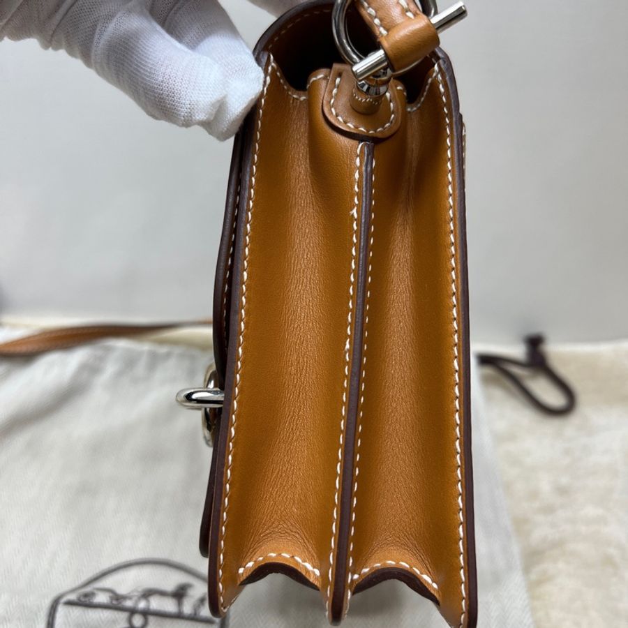 Hermès 愛馬仕 豬鼻子包19 Mini 金棕色銀扣 尺寸:18x15x6cm A刻 附件 :防塵袋-4