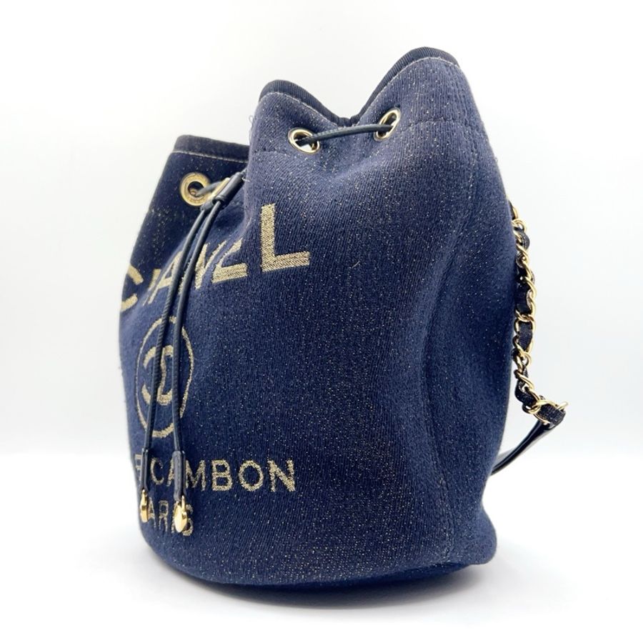 Chanel/香奈兒 帆布牛仔水桶包 鐳射28開 附件:有卡 尺寸:21*25cm-2