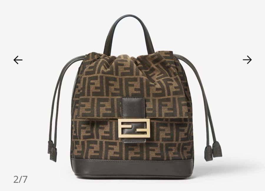 FENDI 棕色FF提花布料背包-6