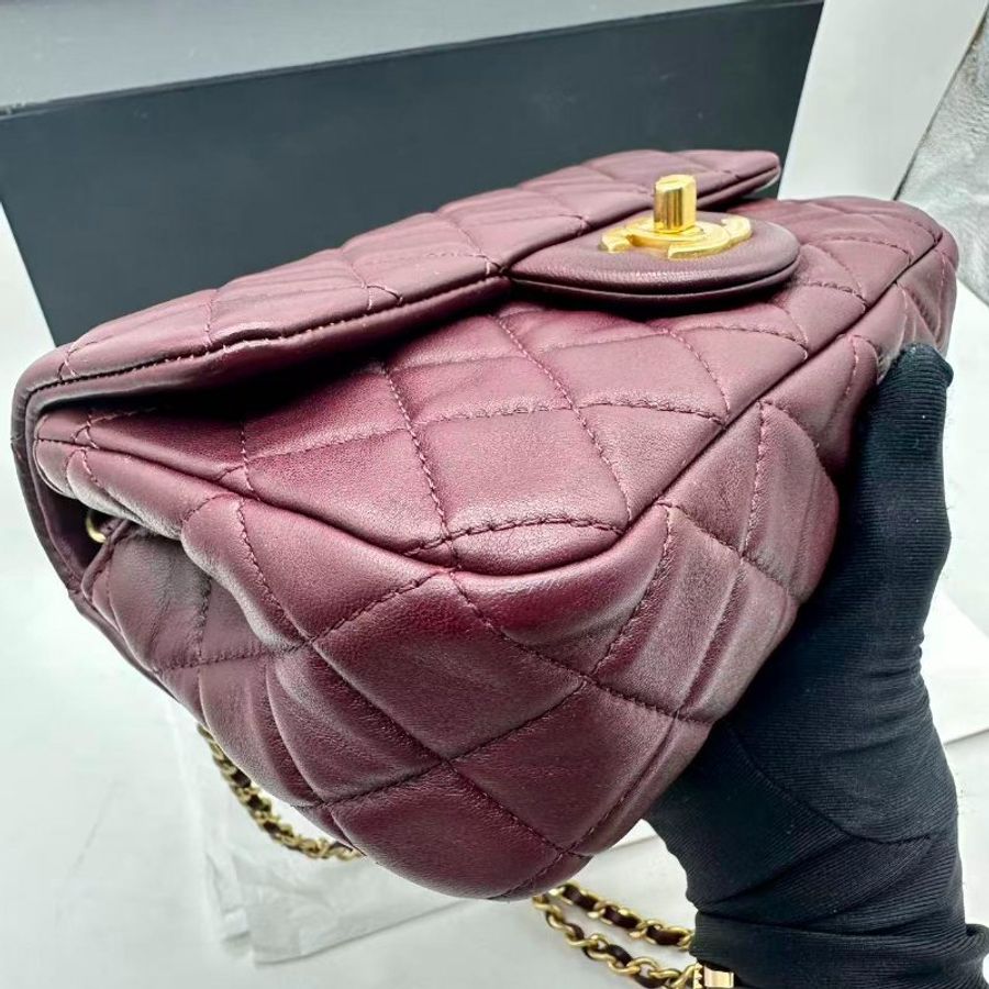 chanel Cf20金球紅棕色99新配件塵袋盒子-2