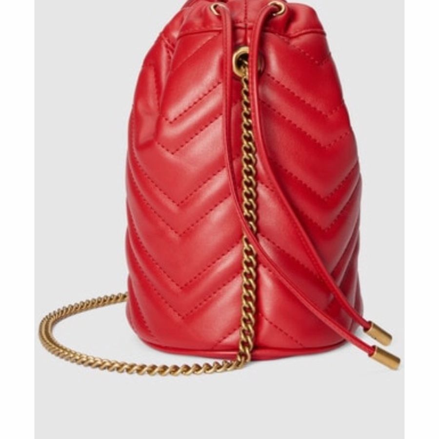 Gucci 女士 GG Marmont 絎縫迷你水桶包均碼碼MINI、13cm*13cm*17cm-4