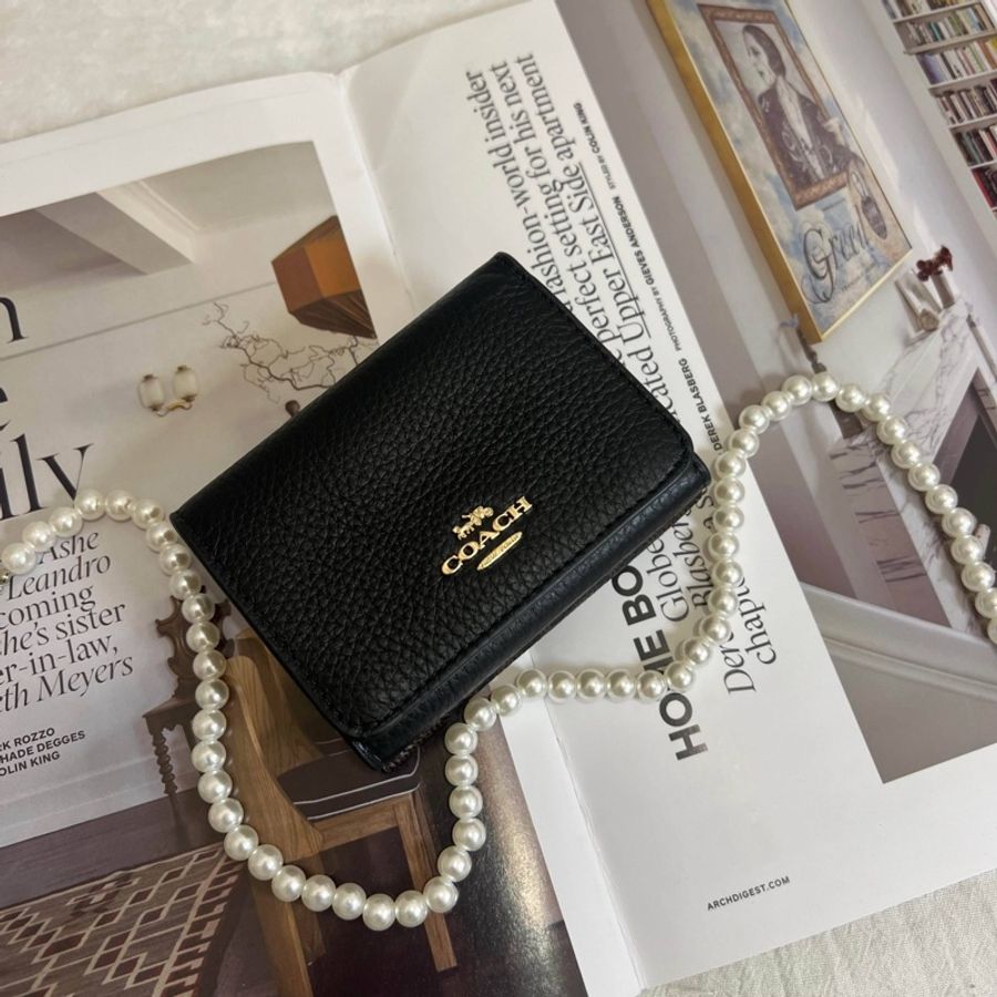 【赫蒂國際精品】 Coach 蔻馳 黑色拼接老花三折短夾 vintage-0