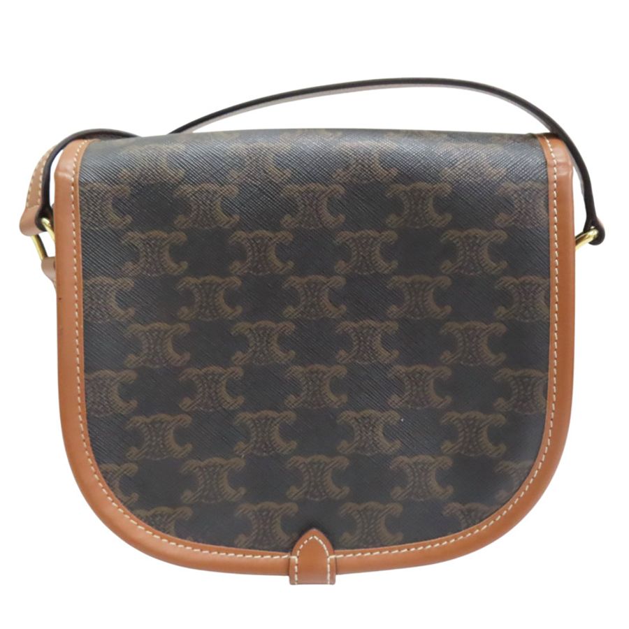 棕色 Triomphe帆布 原花 凱旋門 Folco 馬鞍包 肩背包【CELINE 賽琳】 191502BZJ.04LU-1