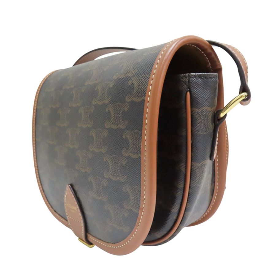 棕色 Triomphe帆布 原花 凱旋門 Folco 馬鞍包 肩背包【CELINE 賽琳】 191502BZJ.04LU-2