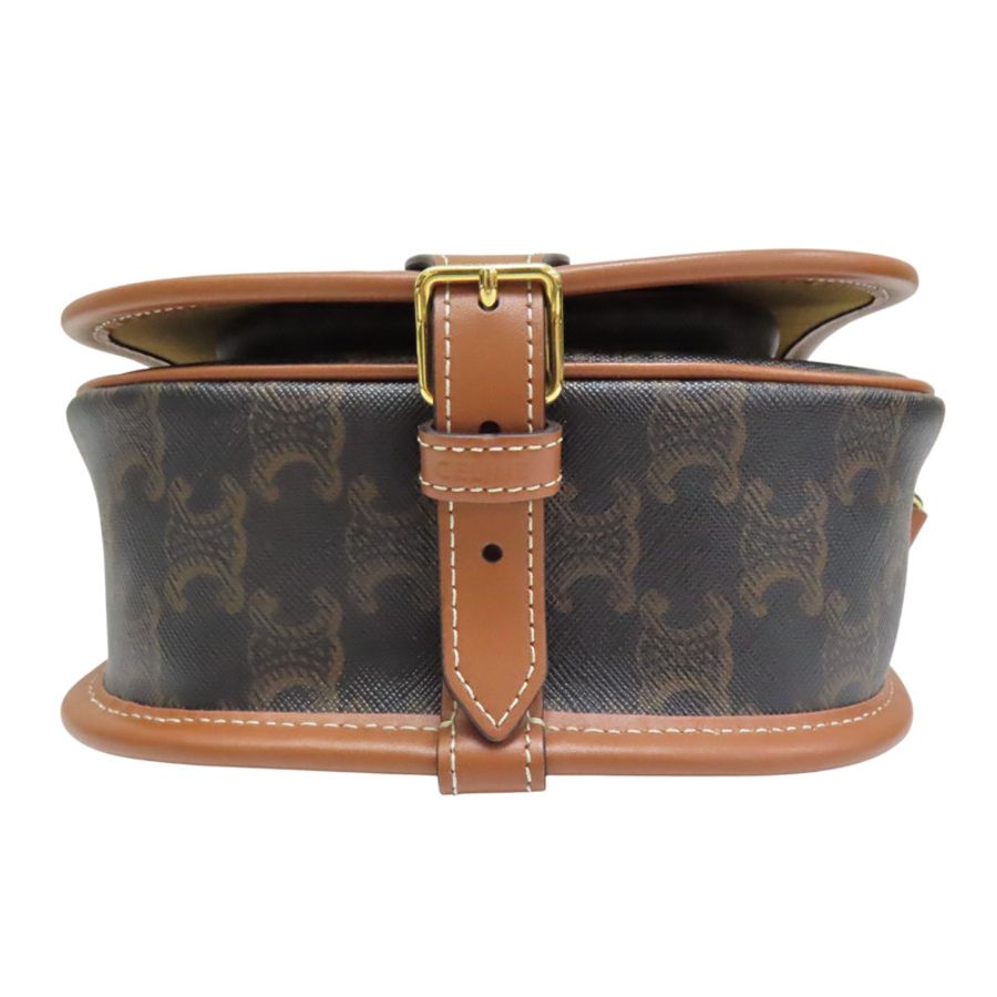 棕色 Triomphe帆布 原花 凱旋門 Folco 馬鞍包 肩背包【CELINE 賽琳】 191502BZJ.04LU-3