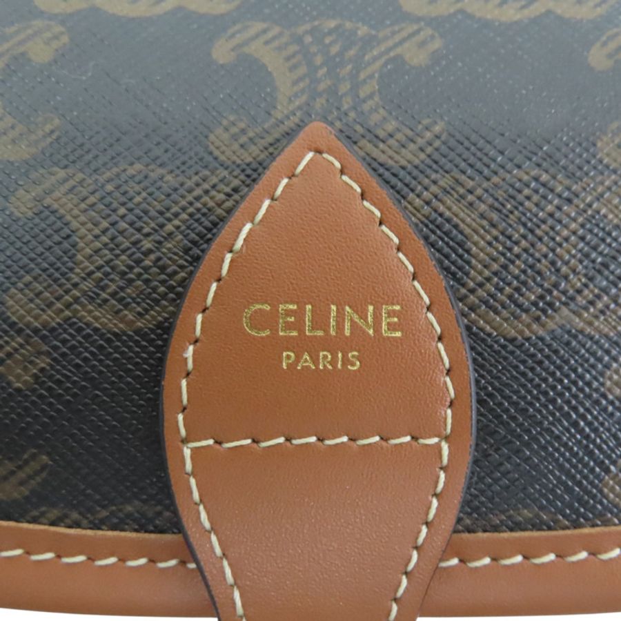 棕色 Triomphe帆布 原花 凱旋門 Folco 馬鞍包 肩背包【CELINE 賽琳】 191502BZJ.04LU-5
