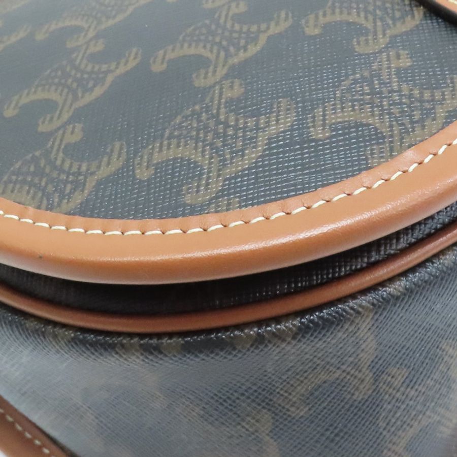 棕色 Triomphe帆布 原花 凱旋門 Folco 馬鞍包 肩背包【CELINE 賽琳】 191502BZJ.04LU-7