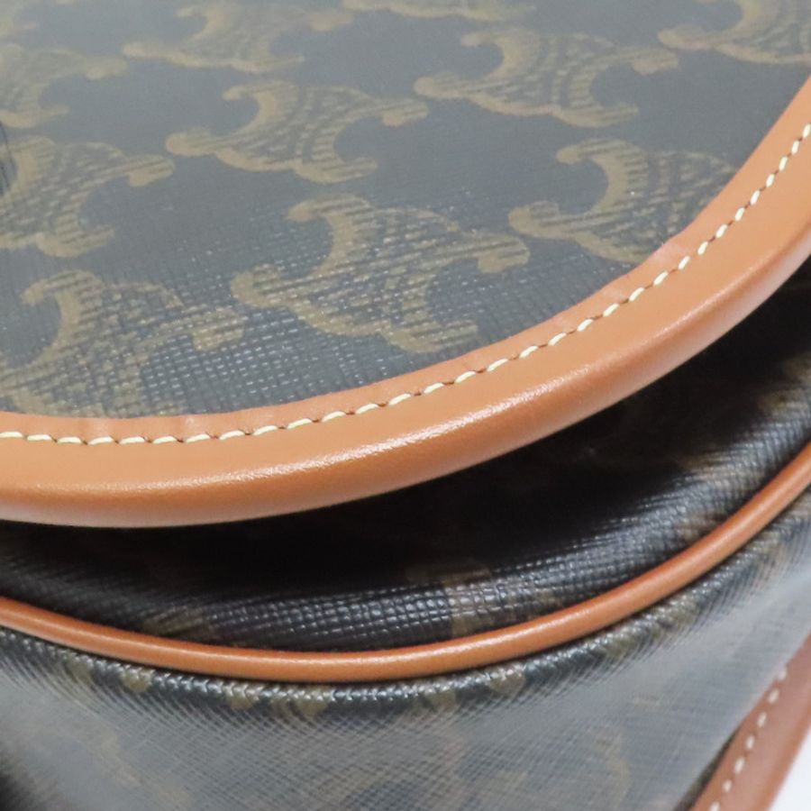 棕色 Triomphe帆布 原花 凱旋門 Folco 馬鞍包 肩背包【CELINE 賽琳】 191502BZJ.04LU-8