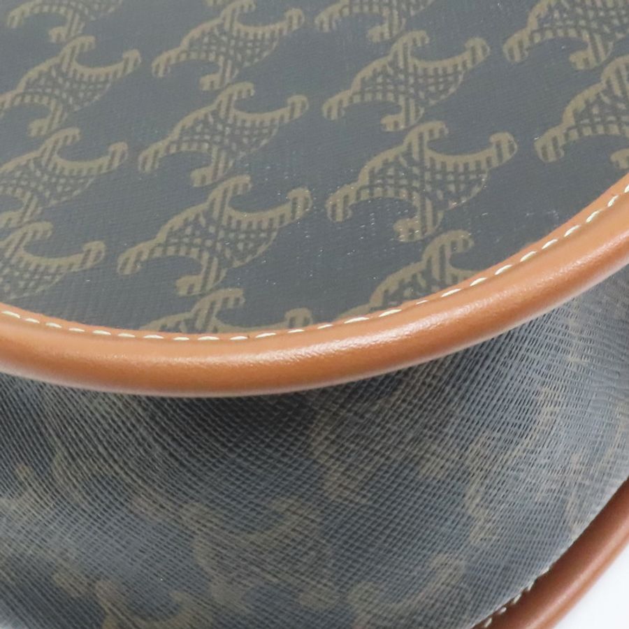 棕色 Triomphe帆布 原花 凱旋門 Folco 馬鞍包 肩背包【CELINE 賽琳】 191502BZJ.04LU-9
