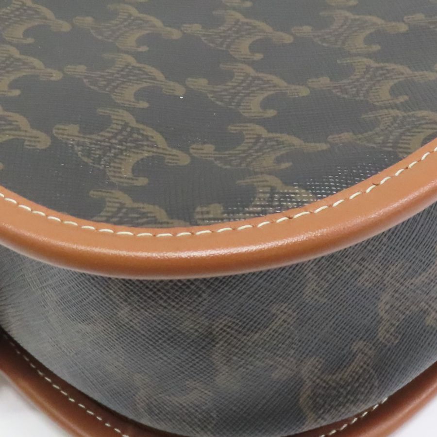 棕色 Triomphe帆布 原花 凱旋門 Folco 馬鞍包 肩背包【CELINE 賽琳】 191502BZJ.04LU-10
