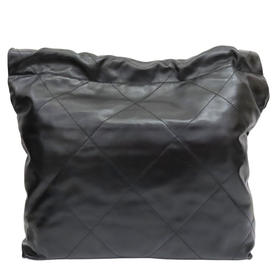 黑色皮革22肩背銀扣【CHANEL 香奈兒】 AS3260-1