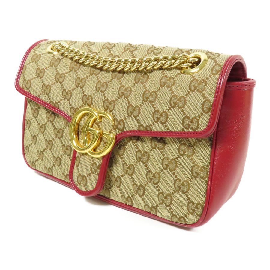 GUCCI 【激減優惠】帆布GG Marmont Bag金扣鏈帶肩背袋-2