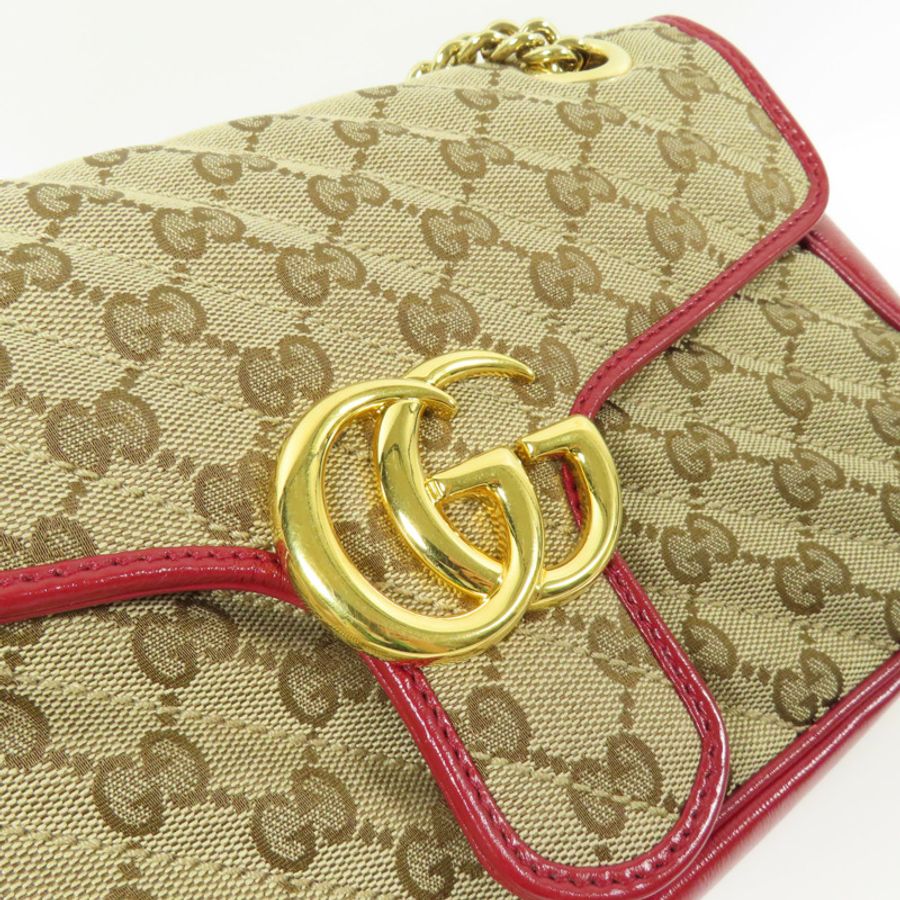 GUCCI 【激減優惠】帆布GG Marmont Bag金扣鏈帶肩背袋-8