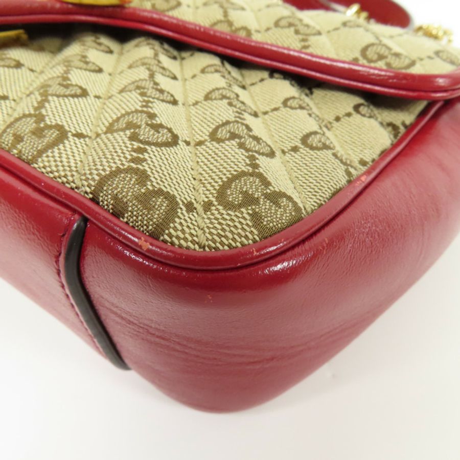 GUCCI 【激減優惠】帆布GG Marmont Bag金扣鏈帶肩背袋-12