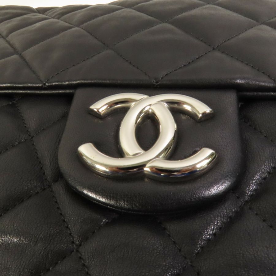 CHANEL 牛皮皮革Chain Shoulder銀扣鏈帶肩背袋-5