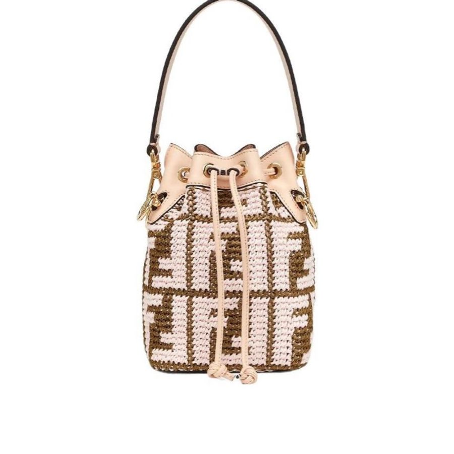 Fendi 女士 Mon Tresor迷你徽標水桶包均碼碼MINI、12 X 10 X 18 CM-0