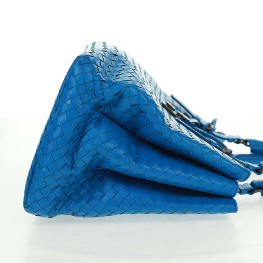 【日本直送】BOTTEGA VENETA INTRECCIATO 羅馬系列手提包,藍色皮革,貨號 171265,正品編號 161672V-3