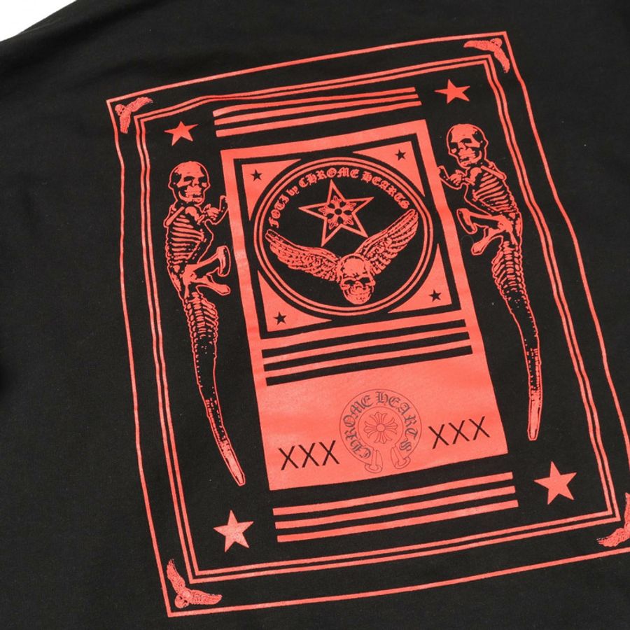CHROME HEARTS FOTI 連帽衫,純棉材質,黑色/紅色,#L,二手男款-9