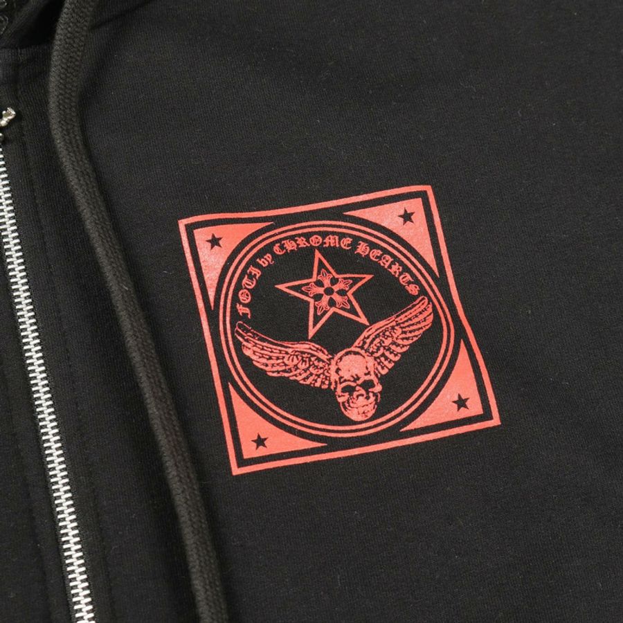CHROME HEARTS FOTI 連帽衫,純棉材質,黑色/紅色,#L,二手男款-10