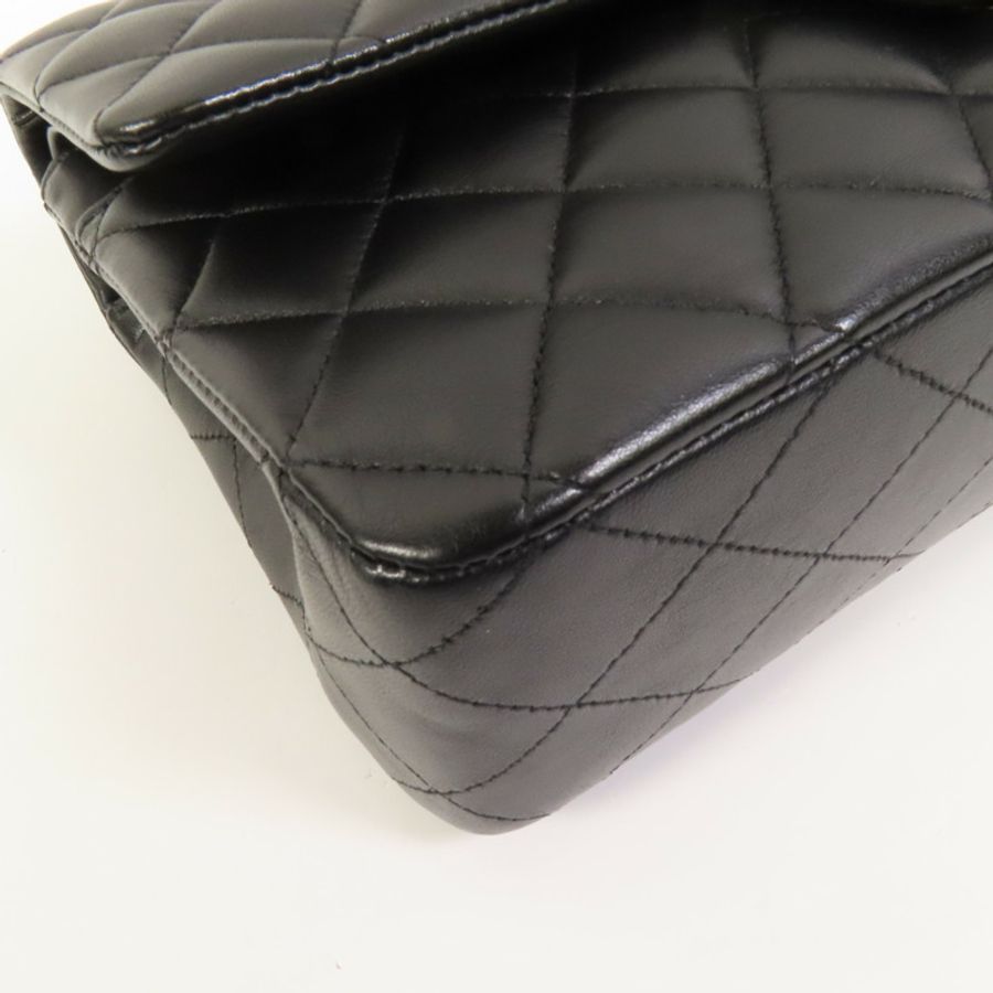 CHANEL 羊皮皮革Classic 25銀扣鏈帶肩背袋-13