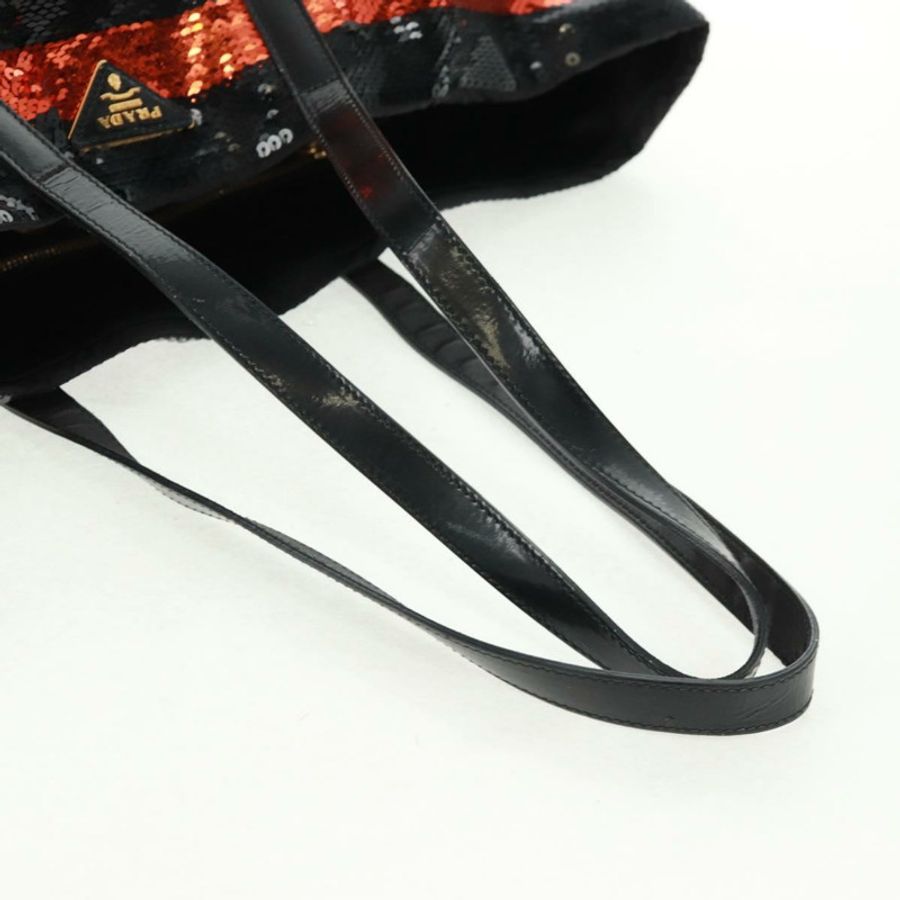 【日本直送】PRADA亮片托特包 尼龍 橙色 黑色 正品 162878V-6