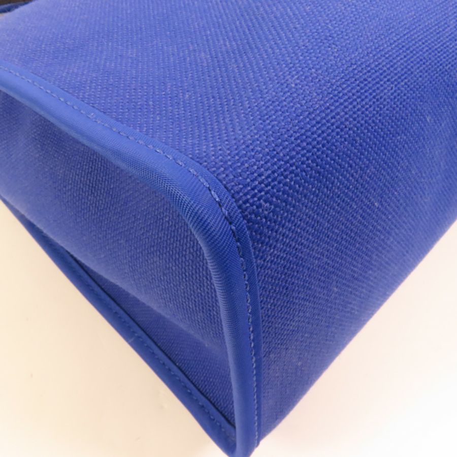 HERMES 帆布Herbag PM銀扣手挽肩背兩用袋Blue Electrique-13