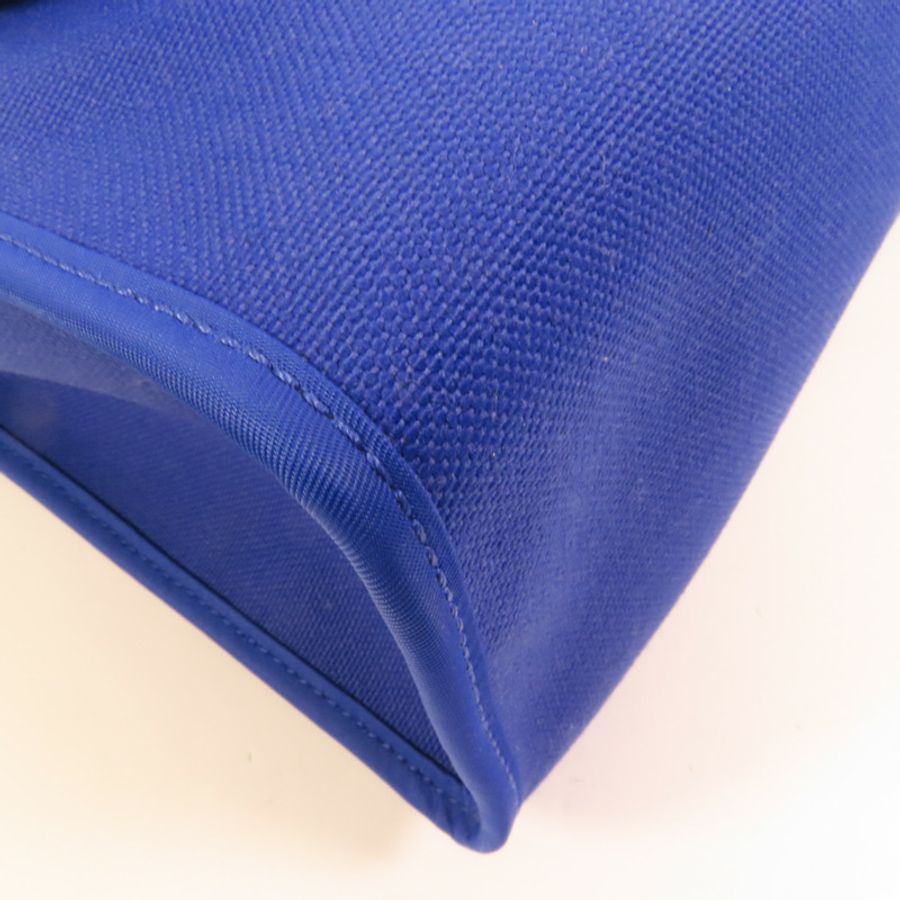 HERMES 帆布Herbag PM銀扣手挽肩背兩用袋Blue Electrique-15