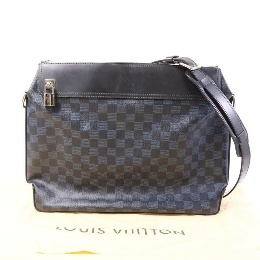 LOUIS VUITTON Damier Cobalt Greenwich Messenger銀扣肩背袋-9
