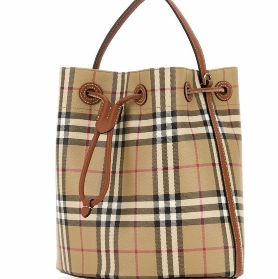 Burberry 女士 格紋水桶包均碼碼26cm*16cm*26cm-4