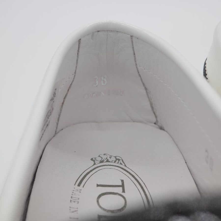 Tod's 托德斯 Gommino 黑白條紋 皮革流蘇 豆豆鞋 EU38-7