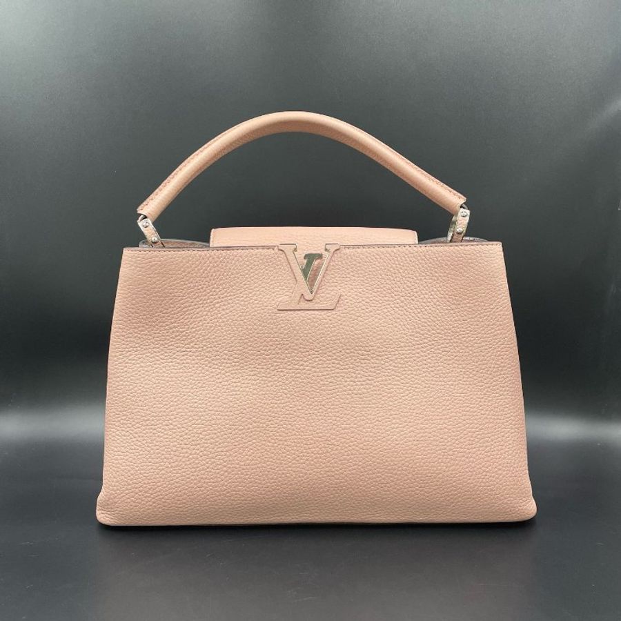 路易威登/Louis Vuitton 粉色荔枝紋Capuciness大號手提包-0