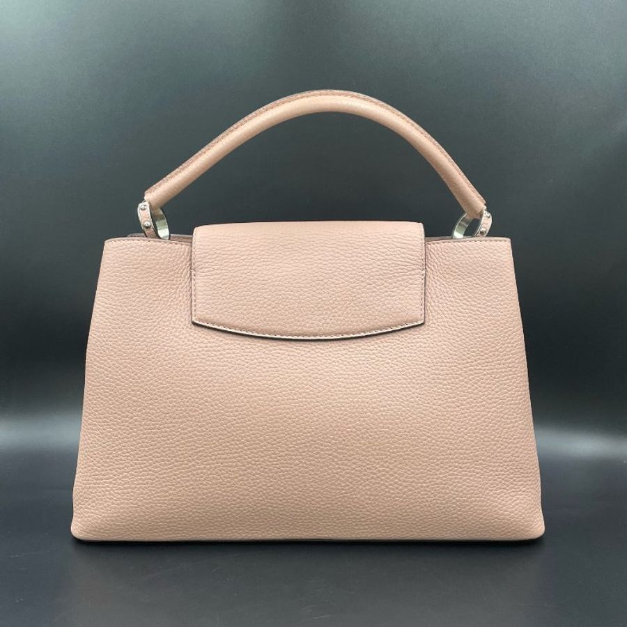 路易威登/Louis Vuitton 粉色荔枝紋Capuciness大號手提包-6