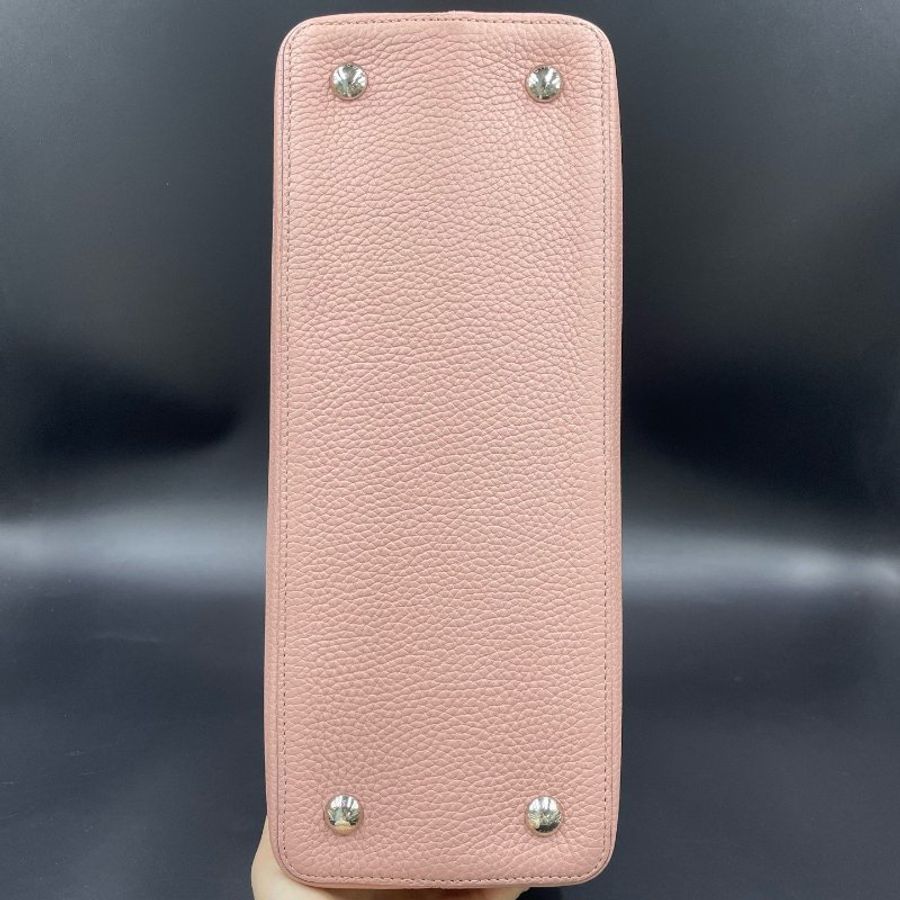 路易威登/Louis Vuitton 粉色荔枝紋Capuciness大號手提包-7
