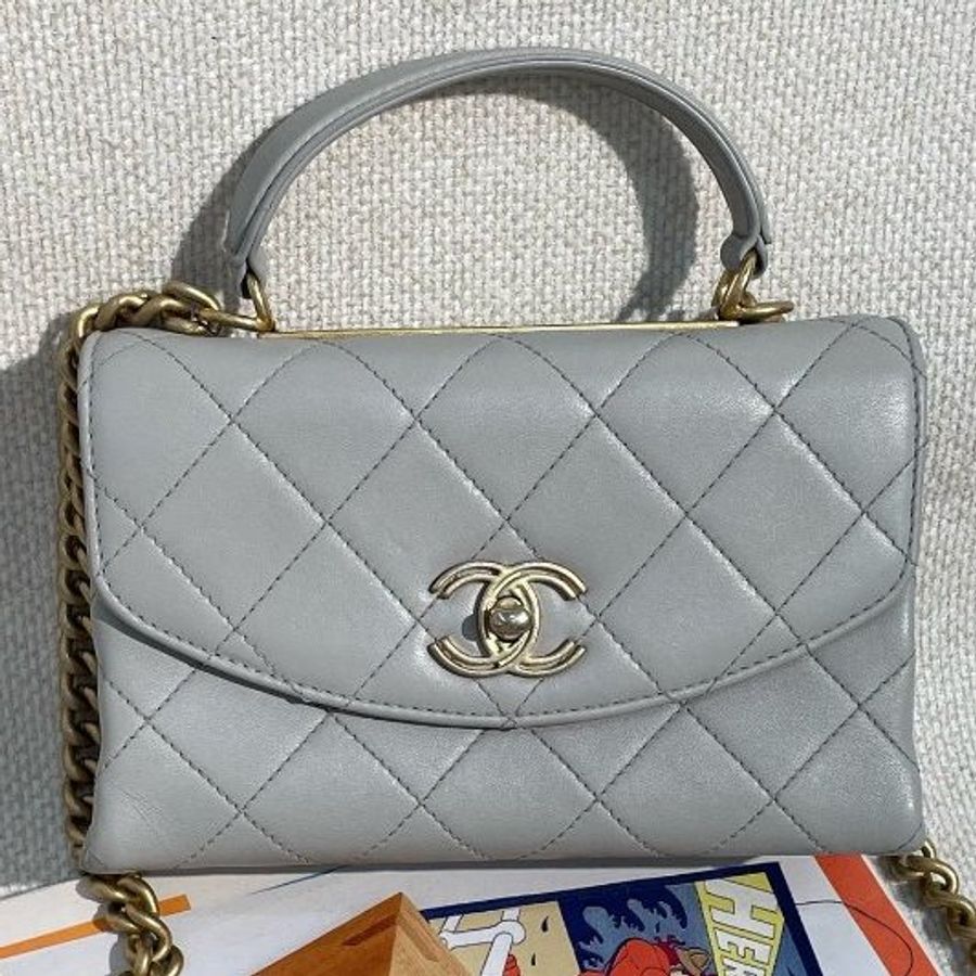 香奈兒/Chanel 灰金Trendy手提鏈條斜背包-0