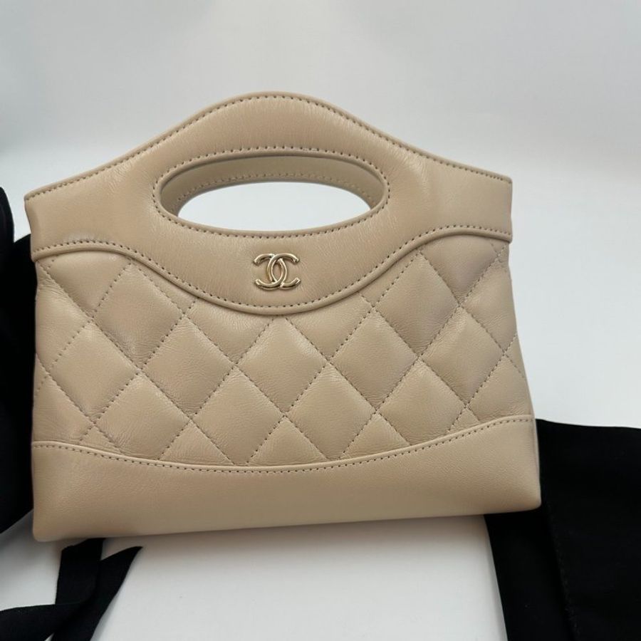 閒置芯片款 香奈兒/Chanel 31Bag Nano金扣菱格紋皮穿鏈條 羊皮材質-5
