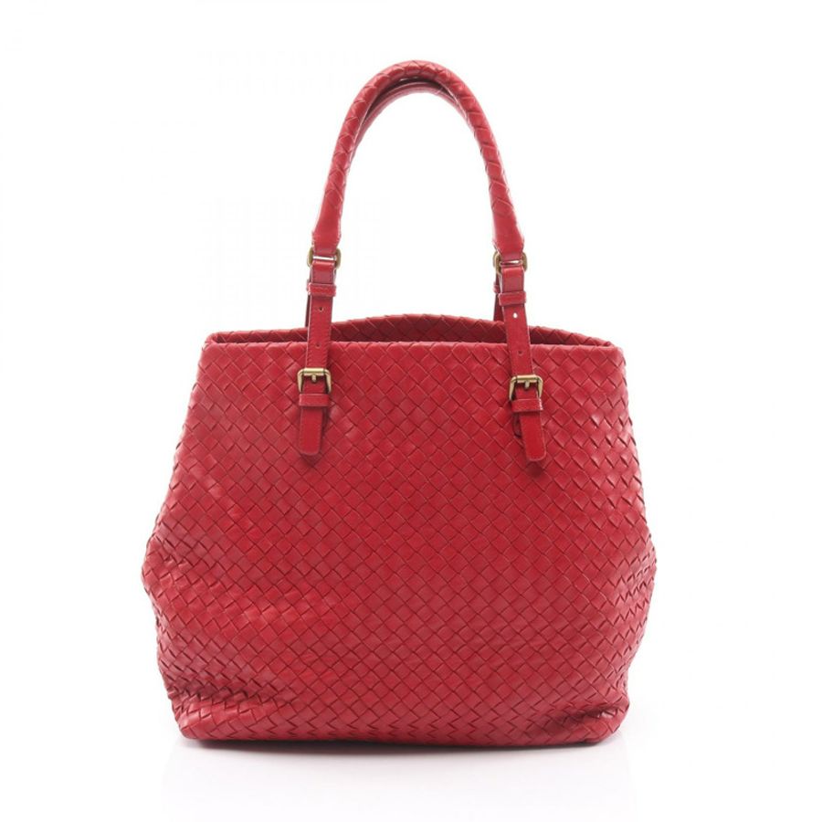 BALENCIAGA Intrecciato 編織手提包 179635 紅色皮革 二手 女士-0