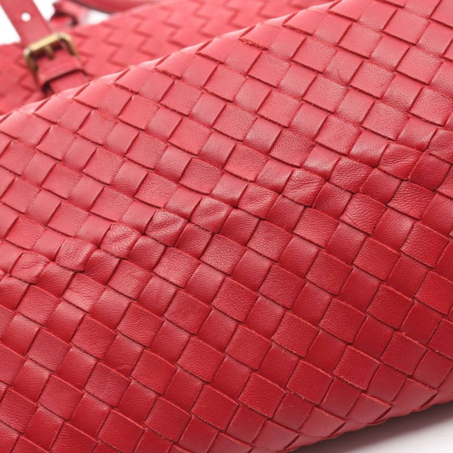 BALENCIAGA Intrecciato 編織手提包 179635 紅色皮革 二手 女士-11