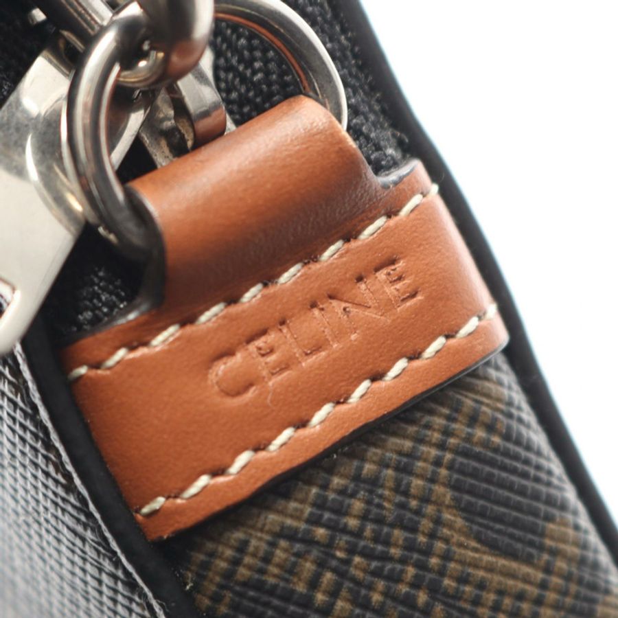CELINE Triomphe Horizontal Pouch Shoulder Bag 10L272DM5 帆布黑色棕色二手-3