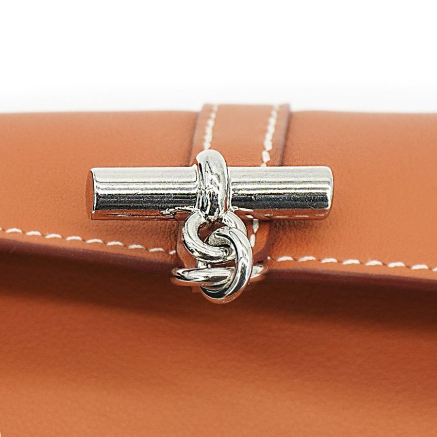 Hermes 展示品 Glenan To Go Swift牛皮銀釦斜背包(棕)-8