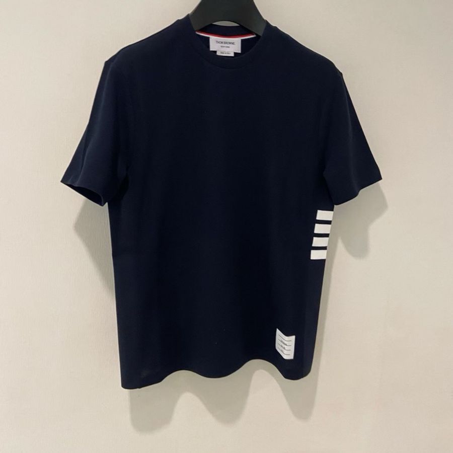 Thom Browne 男款 海軍藍 四道槓 短袖 Tee#3 4-0