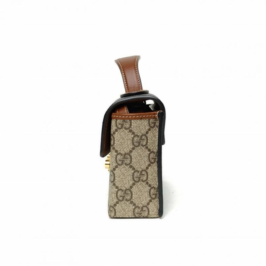 GUCCI Padlock鎖頭包手提方盒子Mini18老花牛皮/PVC金扣-1