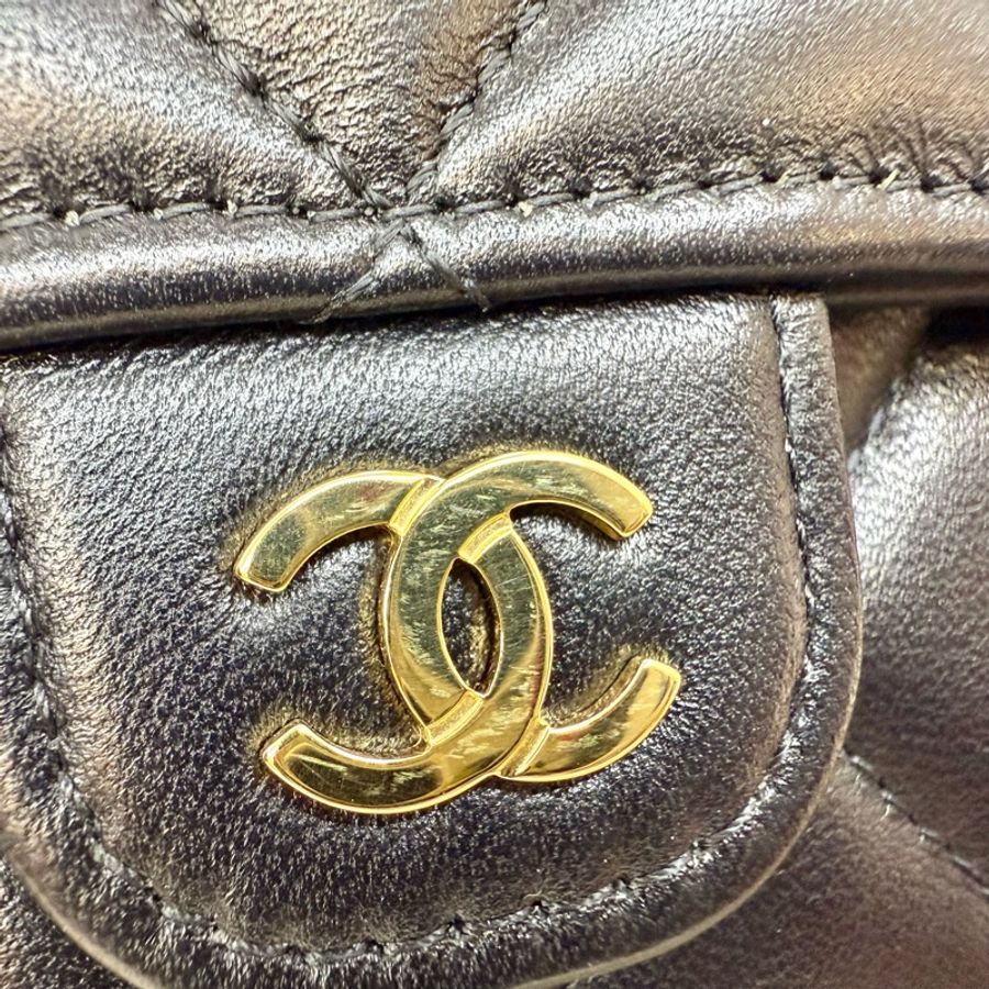 CHANEL黑色金釦羊皮COCO下蓋長夾AP0241-20