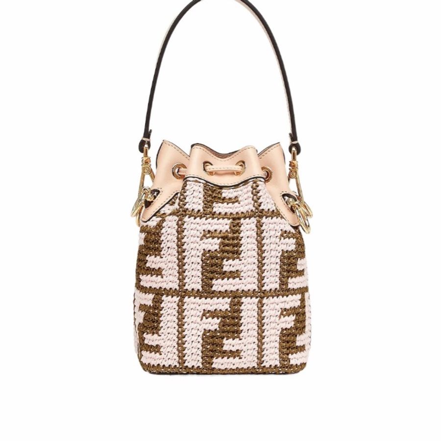 Fendi 女士 Mon Tresor迷你徽標水桶包均碼碼MINI、12 X 10 X 18 CM-0