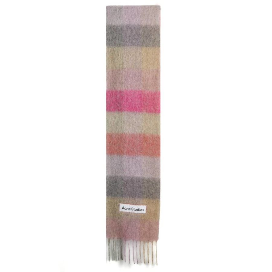 【Acne Studios】Mohair Checked 馬海毛格紋 圍巾 紫粉色 淡紫色 粉色 CA0084.BOB-2