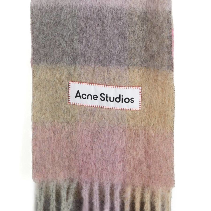 【Acne Studios】Mohair Checked 馬海毛格紋 圍巾 紫粉色 淡紫色 粉色 CA0084.BOB-3
