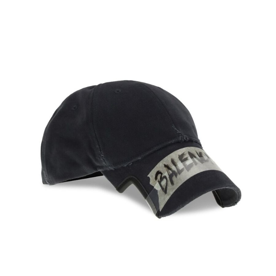 【Balenciaga 巴黎世家】Masking Tape Cap 仿舊 棒球帽 鴨舌帽 帽子 黑色 858087410B21041-4