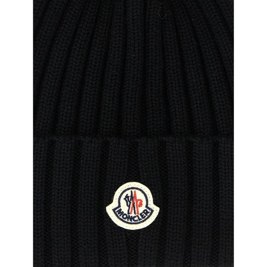 【MONCLER】Wool Beanie Pompom 羊毛 帽子 毛帽 黑色 L10933B00020M1131999-1