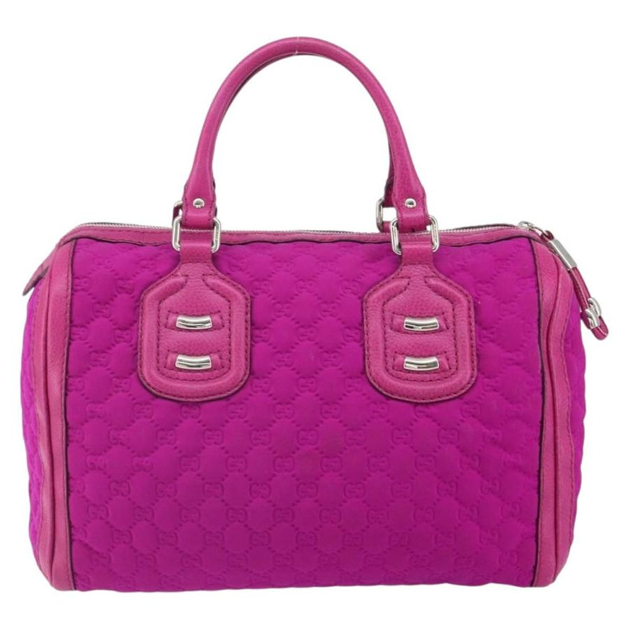 【日本直送】GUCCI GG帆布波士頓包 尼龍皮革 粉紅色 銀色 正品 ki6320-1